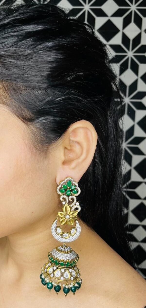 Green Kundan Jhumka